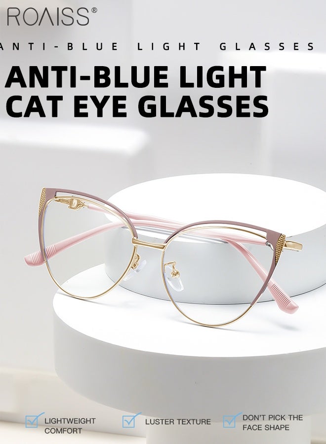 رويس نظارات نسائية مضادة للضوء الأزرق، نظارات عين القطة، نظارات عصرية مضادة لإجهاد العين والصداع، مقاس 53 مم، فلتر الضوء الأزرق للكمبيوتر والألعاب والتلفزيون والهواتف - Image 4