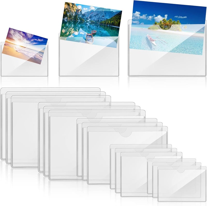 Epakh Clear Self Adhesive Pockets Self Label Holder Adhesive Pockets for Planners Business Card Organizing and Protecting Index Cards Business Cards Photos 5 Sizes50 Pieces - Image 1