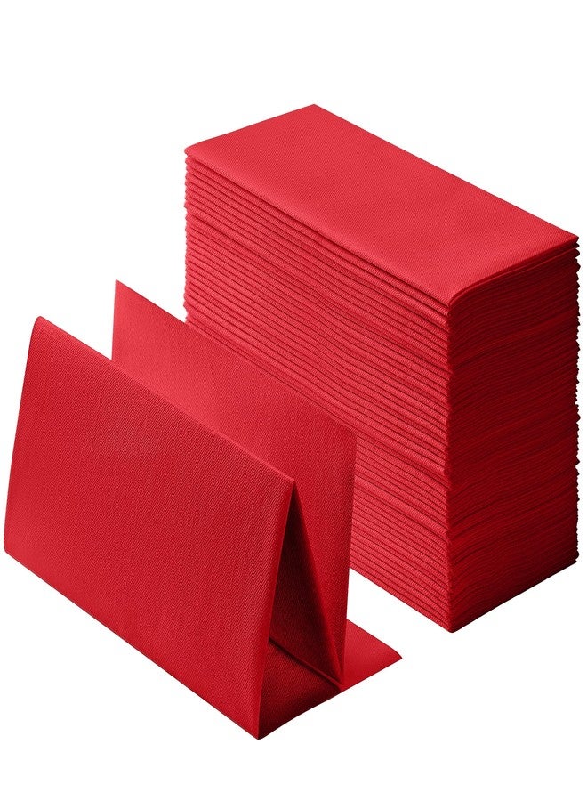 BloominGoods 100-Pack Linen-Feel Red Napkins, 16"x16" Dinner Napkins for Restaurant, Party, Kitchen Or Event, Bookfolded Guest Towel for Bathroom, Guestroom Or Vanity. - Image 1