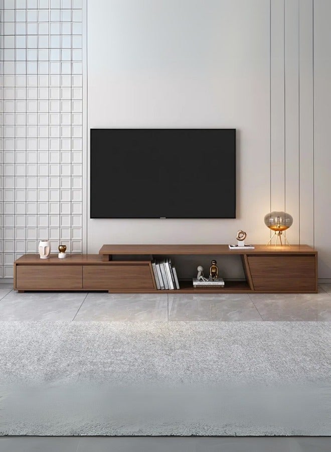 Space Embrace Modern Minimalist TV Unit / Console Table – Wooden Finish with Open Shelving - Image 1