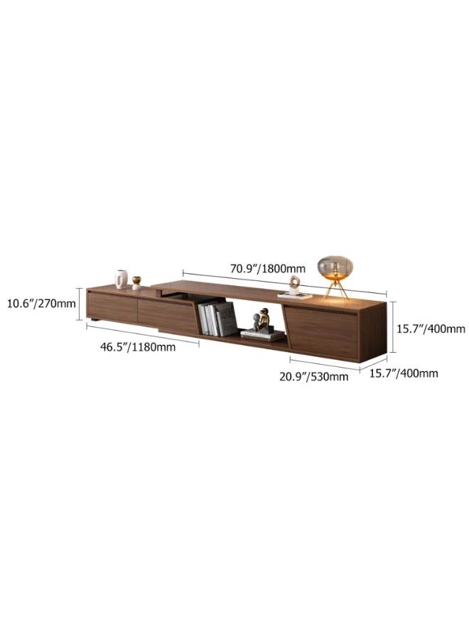 Space Embrace Modern Minimalist TV Unit / Console Table – Wooden Finish with Open Shelving - Image 3