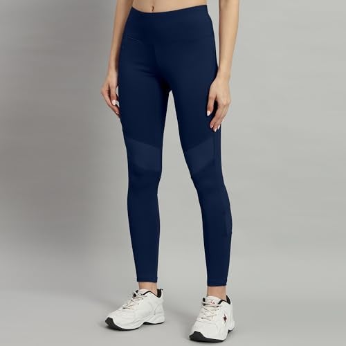 Mehrang Women High Rise Active Gym High Waist with Pocket,Tummy Control,Workout Pants 4 Way Stretch Yoga Leggings (in,Alpha,M,Regular,Navy Blue) - Image 3