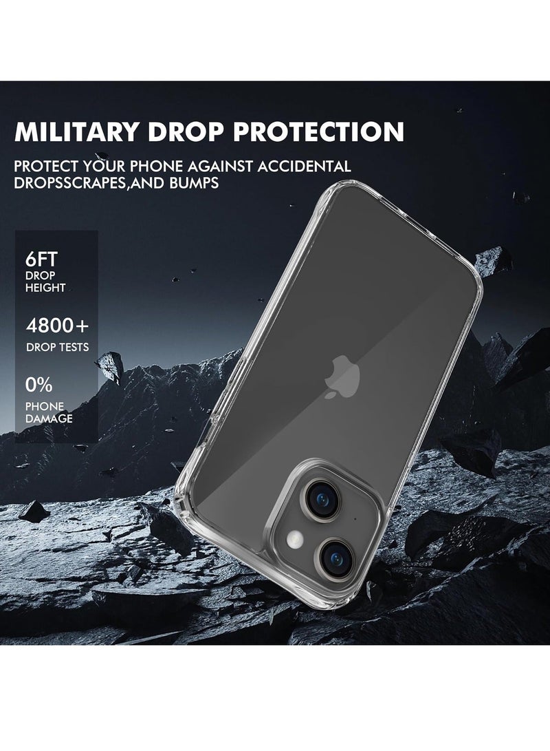 MUNTAQI iPhone 15 Plus Clear Case – Non-Yellowing, Military Grade Protection, Includes 2X Tempered Glass Screen Protectors & 2X Camera Lens Protectors, Shockproof with Air-Guard Corners - Image 3
