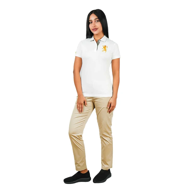 GIORDANO Women's Cotton Lycra 3D Lion Embroidery Polo