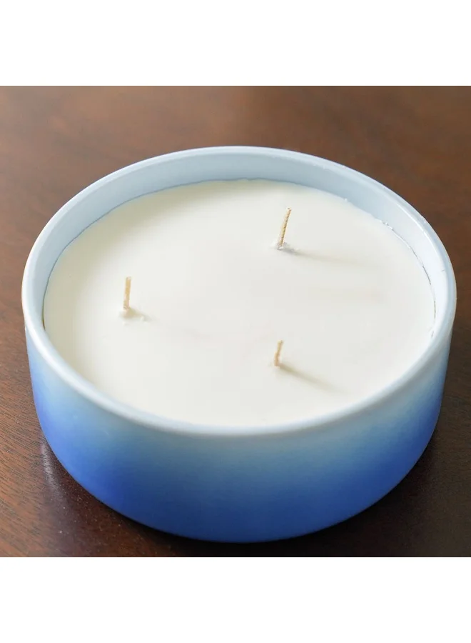 DANUBE HOME Amara Ceramic Candle Ceramic Candle Holders Decorative Candle Holders Candlelight Dinner DÃ©cor Candle Display Pieces Housewarming Gifts for Table Centerpiece Wedding Multi Blue 16.2X6.6Cm 620G