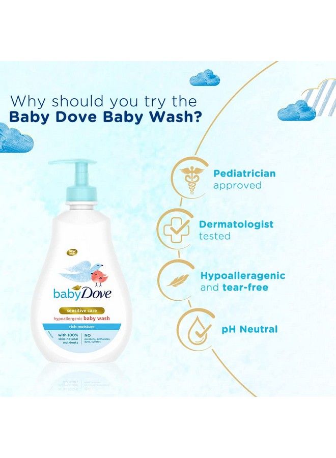 Baby Dove غسول أطفال غني بالرطوبة من الشعر إلى أخمص القدمين 400 مل، غسول للجسم بدون دموع لبشرة الطفل الناعمة، لا يسبب الحساسية، لا يحتوي على كبريتات أو بارابين - Image 5