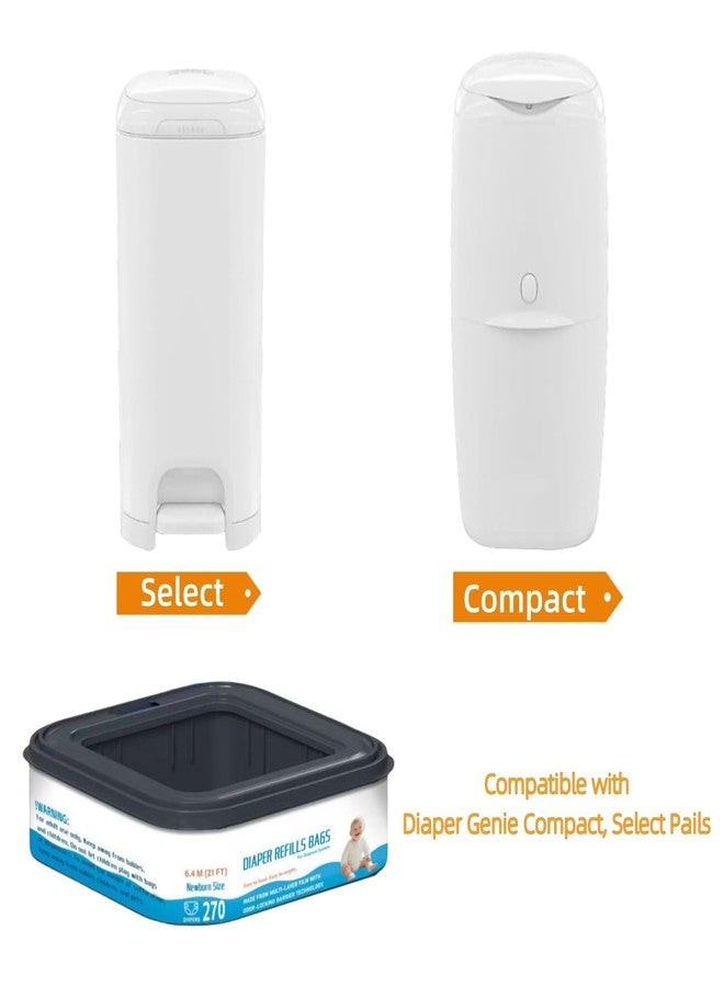 ٦ عبوات - أكياس إعادة تعبئة مربعة قياسية للتخلص من الحفاضات، متوافقة مع دلاء Diaper Genie Classic و Compact و Select، تتسع كل عبوة لما يصل إلى ٢٧٠ حفاضة بحجم حديثي الولادة - Image 3