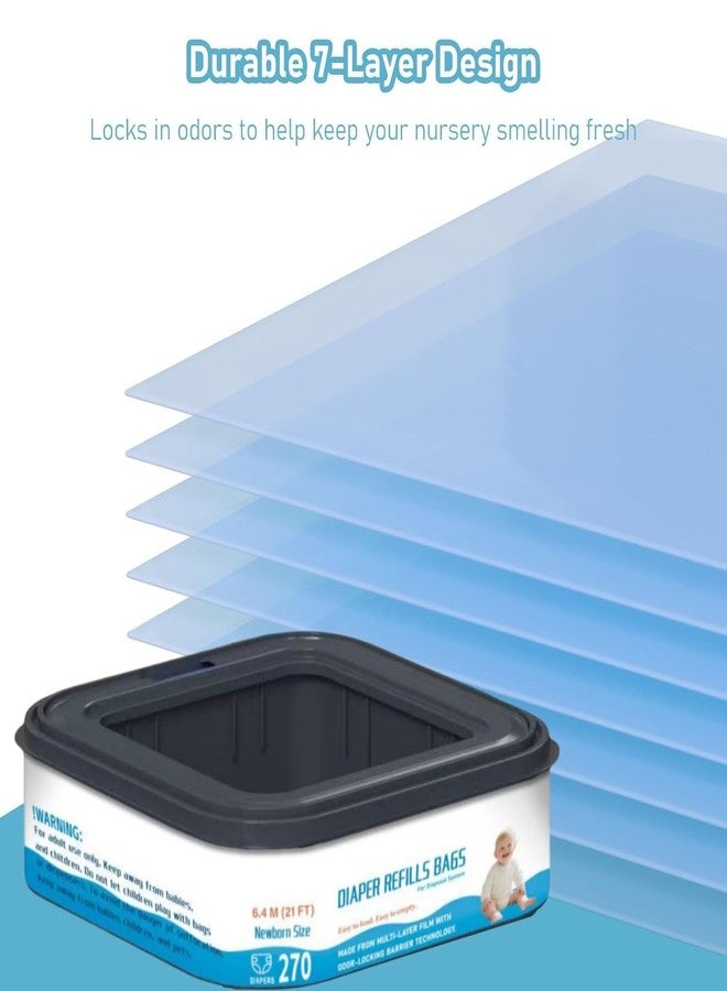 ٦ عبوات - أكياس إعادة تعبئة مربعة قياسية للتخلص من الحفاضات، متوافقة مع دلاء Diaper Genie Classic و Compact و Select، تتسع كل عبوة لما يصل إلى ٢٧٠ حفاضة بحجم حديثي الولادة - Image 5
