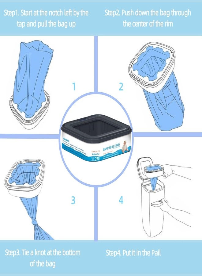 ٦ عبوات - أكياس إعادة تعبئة مربعة قياسية للتخلص من الحفاضات، متوافقة مع دلاء Diaper Genie Classic و Compact و Select، تتسع كل عبوة لما يصل إلى ٢٧٠ حفاضة بحجم حديثي الولادة - Image 4