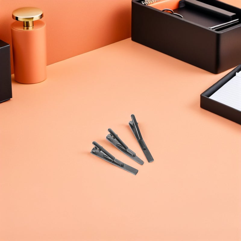 3pcs Tie Clasp: Business Tie Clip For Men - Black Engraved Necktie Bars - Copper Fashion Accessories For Wedding Party Office Business Meetings Formal Events - Image 4