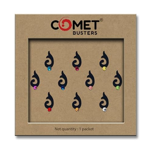 Comet Busters Fancy Black Bindi With Stones (BIN648)(10mm) - Image 5