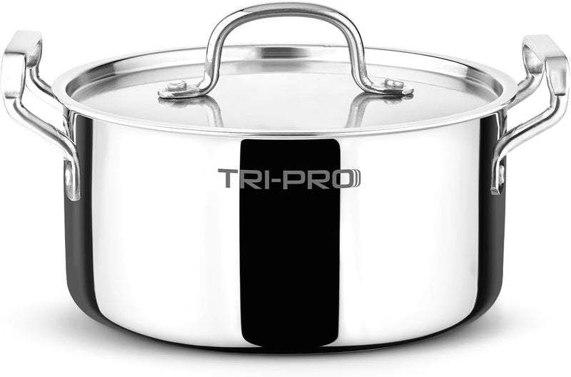 Tripro 22cm (2.8L) Tri-Ply Stainless Steel Casserole, Cook & Serve Biryani Pot/Handi with Lid, Even Heat Distribution, Energy Saving, Healthy Cooking, Induction & Gas Stove Compatible - Image 1