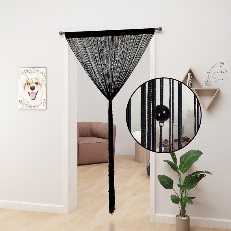 YIIBAII Beaded Curtain Beaded Curtains for Doorways Crystals Suitable for Interior Hanging Decoration and Partitions Closet Curtains (39"x79", Black) - Image 2