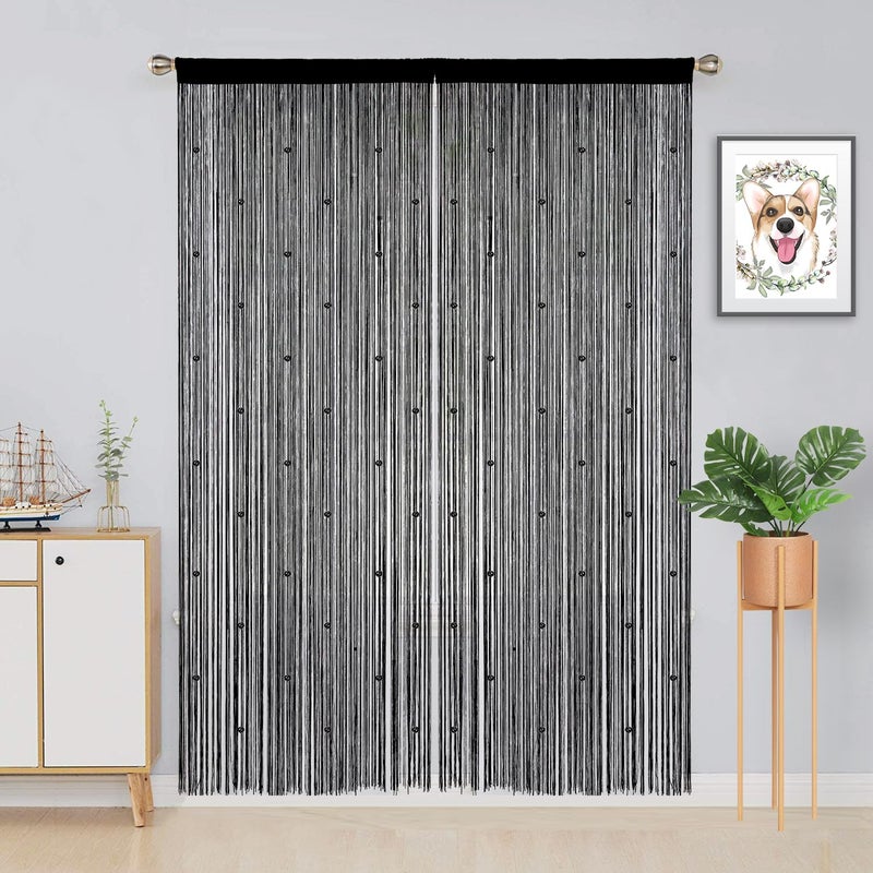 YIIBAII Beaded Curtain Beaded Curtains for Doorways Crystals Suitable for Interior Hanging Decoration and Partitions Closet Curtains (39"x79", Black) - Image 3