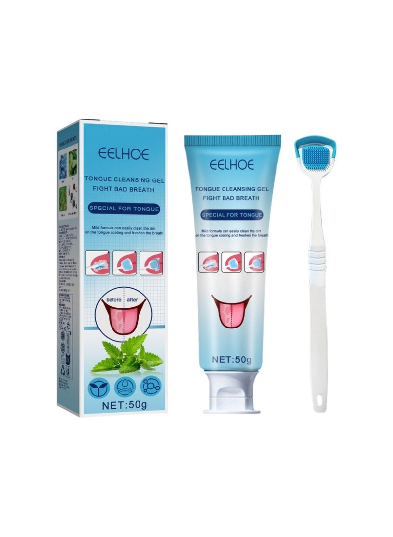 EELHOE Tongue Cleaning Gel Set – Fresh Breath Gel with Tongue Brush & Scraper, Easy-to-Use Oral Hygiene Kit for Adults & Kids - Image 1