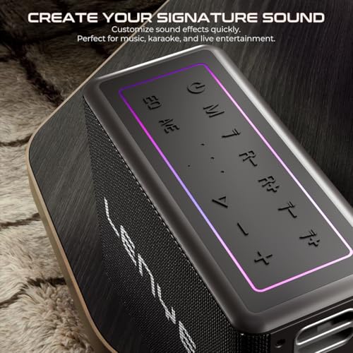 Lenyes S861 80W RMS (150W Peak) Portable Bluetooth Speaker | 2 Wireless Mics | Karaoke Function | 12000mAh Battery | up to 20H Playtime | RGB LED Lights | USB/TF/AUX | Deep Bass Sound – Black - Image 5