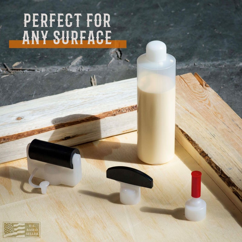 Deadwood Crafted Tools طقم أدوات توزيع الغراء الخشبي من DCT – زجاجة سعة 8 أونصات، موزع أسطواني، فوهة ثقب دعامات، طرف فتحة بسكويت - Image 4