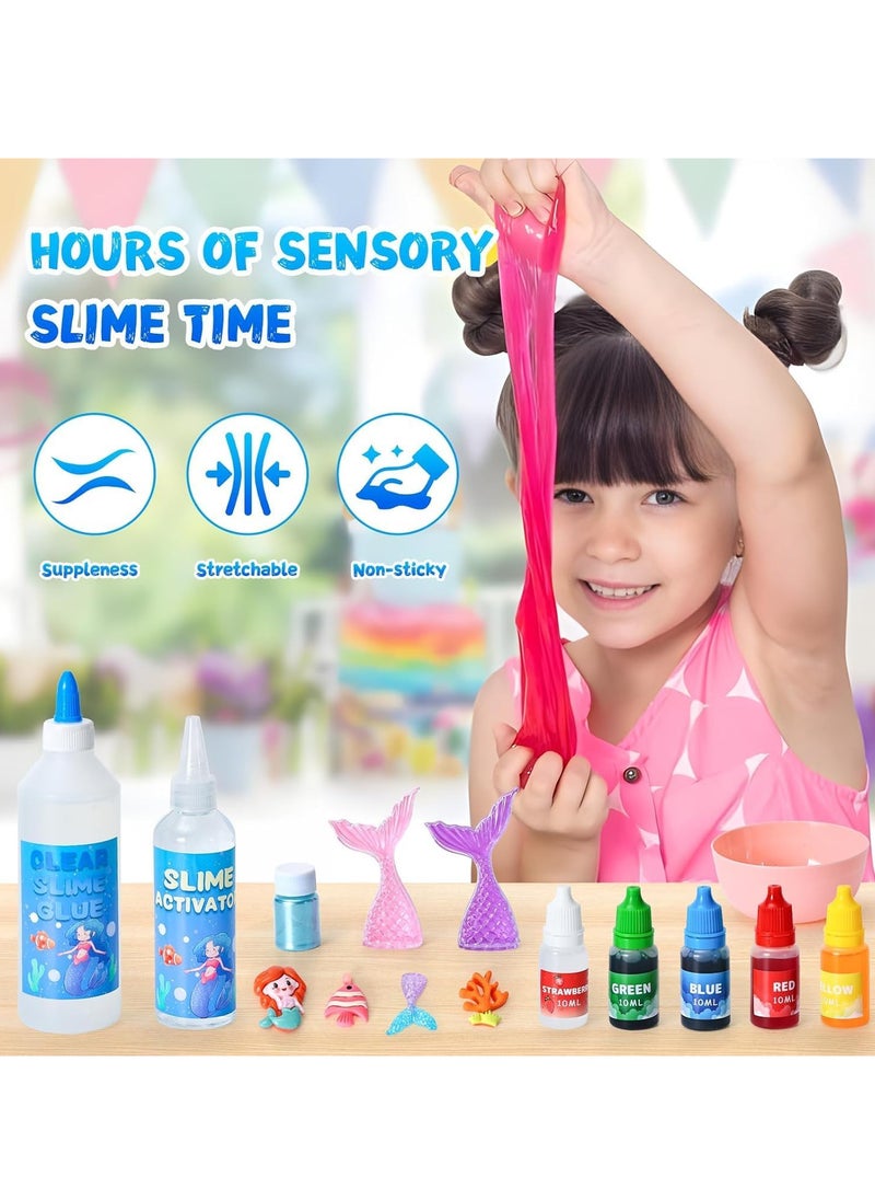 Relex Slime Kit for Kids, Mermaid Slime Making Kit, Make Your Own Slime Toys Set, DIY Fluffy Slime Kits,Make Cloud, Foam, Squishy, Glitter Slime Arts and Crafts, for Girls Boys Birthday Gift Toy  - Image 2