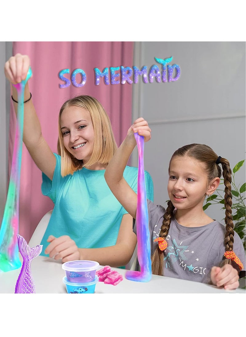 Relex Slime Kit for Kids, Mermaid Slime Making Kit, Make Your Own Slime Toys Set, DIY Fluffy Slime Kits,Make Cloud, Foam, Squishy, Glitter Slime Arts and Crafts, for Girls Boys Birthday Gift Toy  - Image 5
