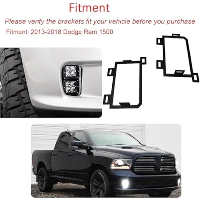 Wsays Xjmoto Compatible With 20132018 Dodge Ram 1500 Front Hidden Bumper Replacement Led Fog Light Mounting Brackets - Image 4