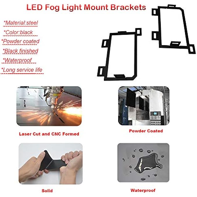 Wsays Xjmoto Compatible With 20132018 Dodge Ram 1500 Front Hidden Bumper Replacement Led Fog Light Mounting Brackets - Image 2