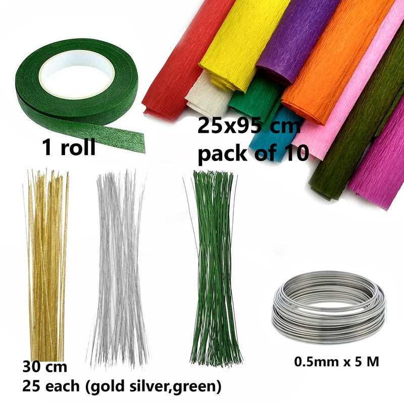 Artzone Crepe Paper, Floral Stems, Tape & Wire for Crafting Beautiful Flowers - Image 3