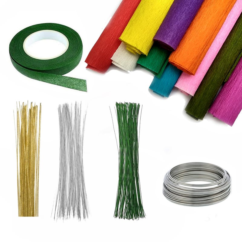 Artzone Crepe Paper, Floral Stems, Tape & Wire for Crafting Beautiful Flowers - Image 1