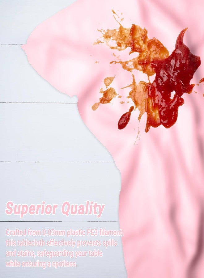 QZYL 4 PCS Plastic Table Cloth Disposable, 54 x 108 Inches Pink Tablecloth, Plastic Table Cover Rectangle Tablecloth for Baby Shower Decorations and Wedding Party, Tablecloths of Leakproof Home Essentials - Image 4