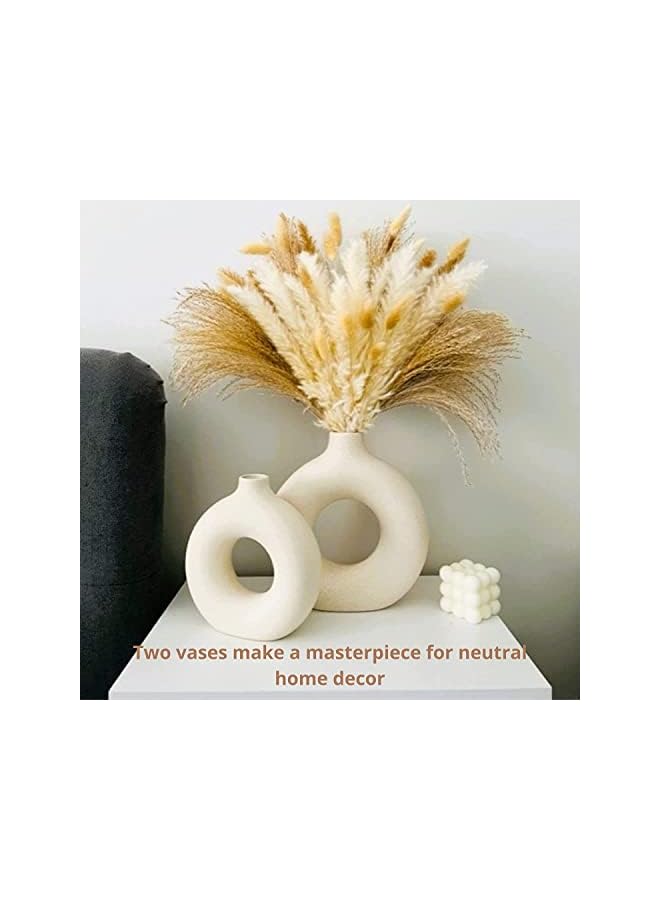 The Bros White Ceramic Vase | Round Matte Vase for Pampas Grass | 7.5" Tall Minimalist Round Vase for Centerpieces | Modern Vase Boho Ins Style for Home Decor, Wedding, Table Party, Office & Bedroom - Image 5