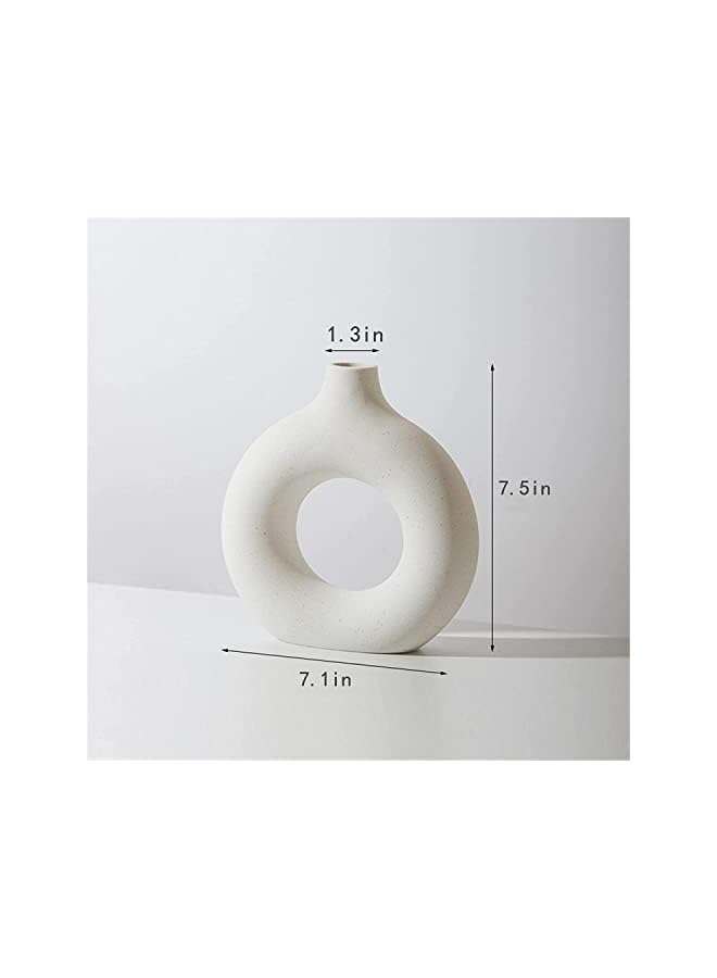 The Bros White Ceramic Vase | Round Matte Vase for Pampas Grass | 7.5" Tall Minimalist Round Vase for Centerpieces | Modern Vase Boho Ins Style for Home Decor, Wedding, Table Party, Office & Bedroom - Image 2