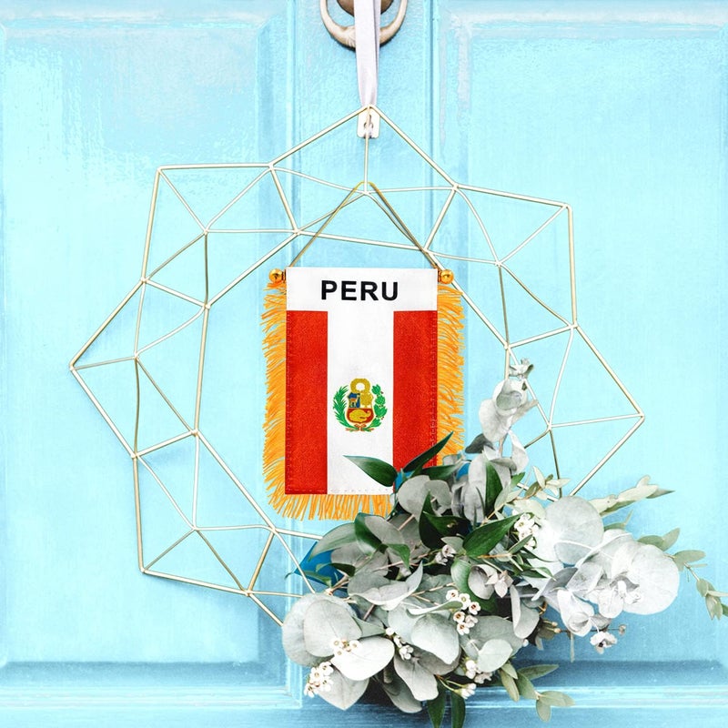 Anley 4 X 6 Inch Peru Fringy Window Hanging Flag - Mini Flag Banner & Car Rearview Mirror Décor - Fringed & Double Sided - Peruvian Hanging Flag with Suction Cup - Image 5