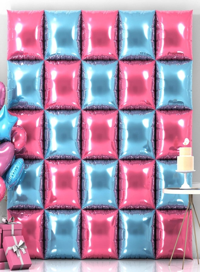 Moukiween 25PCS Pink Blue Square Foil Balloon Wall Backdrop Double Sided Pink and Blue Balloon Tunnel Kit for Birthday Wedding Children's Gender Disclosure Party Decorations - Image 1