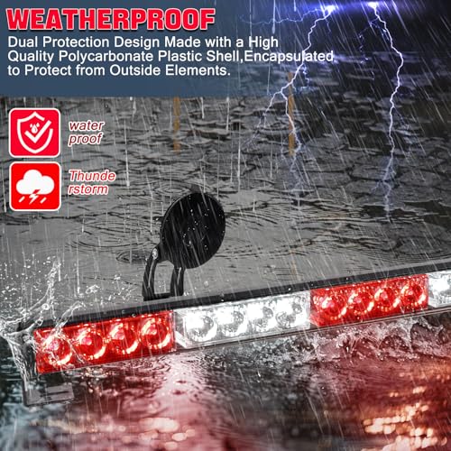FEELOTAM TeddyTT Emergency Strobe Firefighter Lights Bar Directional Traffic Advisor Warning Strobe Flash Emergency Fire Lights for Firefighters Vehicle Visor Lights 27 Inch 6Panel Led Remote Control White Red - Image 5