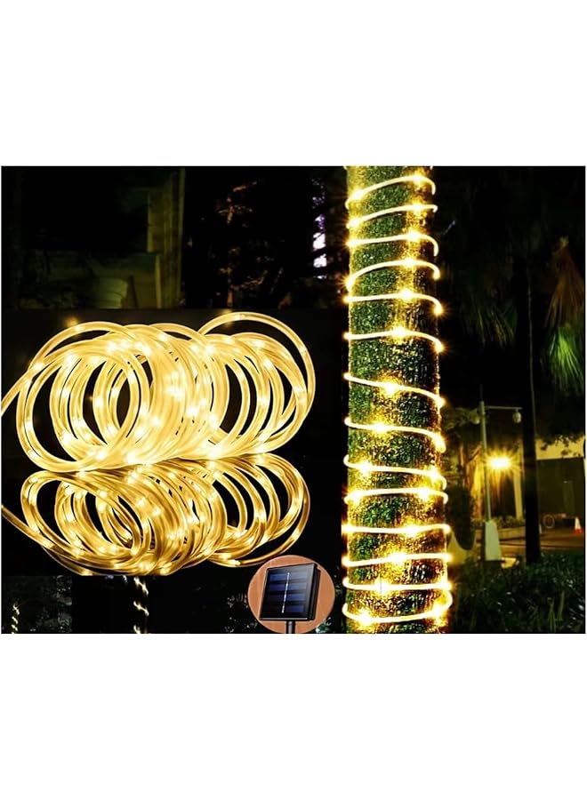 The Bros Solar Rope String Light Waterproof Outdoor Garden Decoration Fairy Tube Lights for Fence Party Yard Wedding Christmas Holiday Solar Powered Tree Light 39FT 100 LED 8 Lighting Modes (Warm White) - Image 1