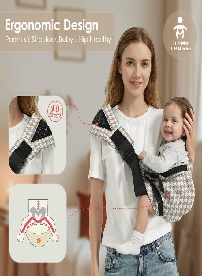 Shiaon Baby Sling Carrier Newborn to Toddler, Adjustable Toddler Carrier Sling Baby Carrier Toddlers Sling Carriers Hip Carriers for 8-40lbs, Brown Houndstooth - Image 3
