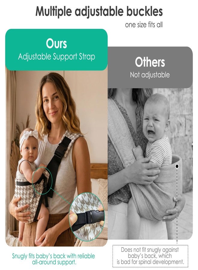 Shiaon Baby Sling Carrier Newborn to Toddler, Adjustable Toddler Carrier Sling Baby Carrier Toddlers Sling Carriers Hip Carriers for 8-40lbs, Brown Houndstooth - Image 5