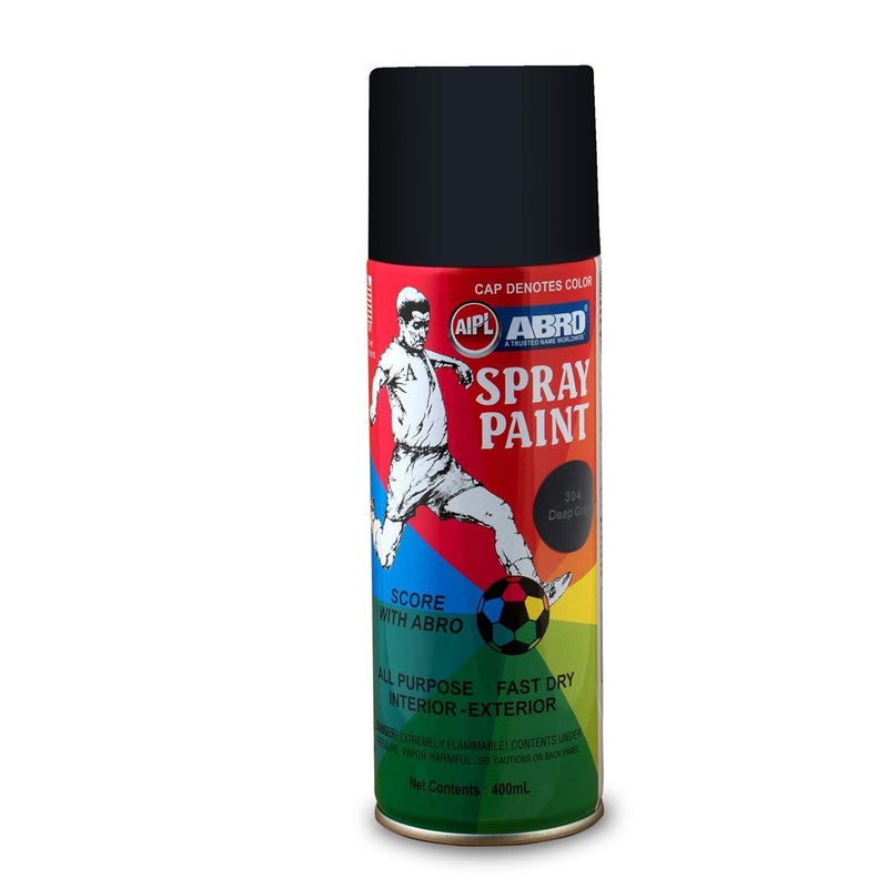 Abro SP-304 علبة طلاء رذاذ ملون متعددة الاستخدامات (400 مل، رمادي داكن) جاف سريع للتطبيقات المعدنية، الخشبية، الجدران، السيارات والدراجات النارية - Image 1