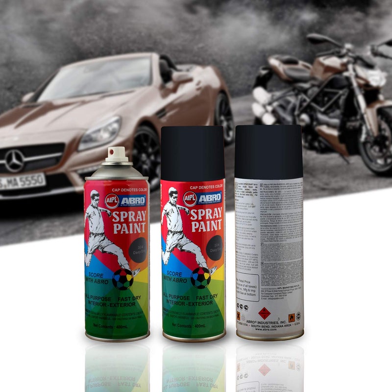 Abro SP-304 علبة طلاء رذاذ ملون متعددة الاستخدامات (400 مل، رمادي داكن) جاف سريع للتطبيقات المعدنية، الخشبية، الجدران، السيارات والدراجات النارية - Image 5