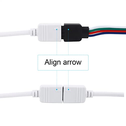 RGBZONE حزمة 2 كابل موصل تقسيم LED RGB 4 دبابيس 1 إلى 2 أنثوي مع 6 موصلات ذكر 4 دبابيس مجانية لشريط LED RGB 5050 3528 (30 سم/12 بوصة) - Image 4