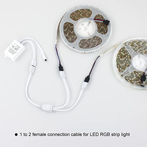 RGBZONE حزمة 2 كابل موصل تقسيم LED RGB 4 دبابيس 1 إلى 2 أنثوي مع 6 موصلات ذكر 4 دبابيس مجانية لشريط LED RGB 5050 3528 (30 سم/12 بوصة) - Image 5