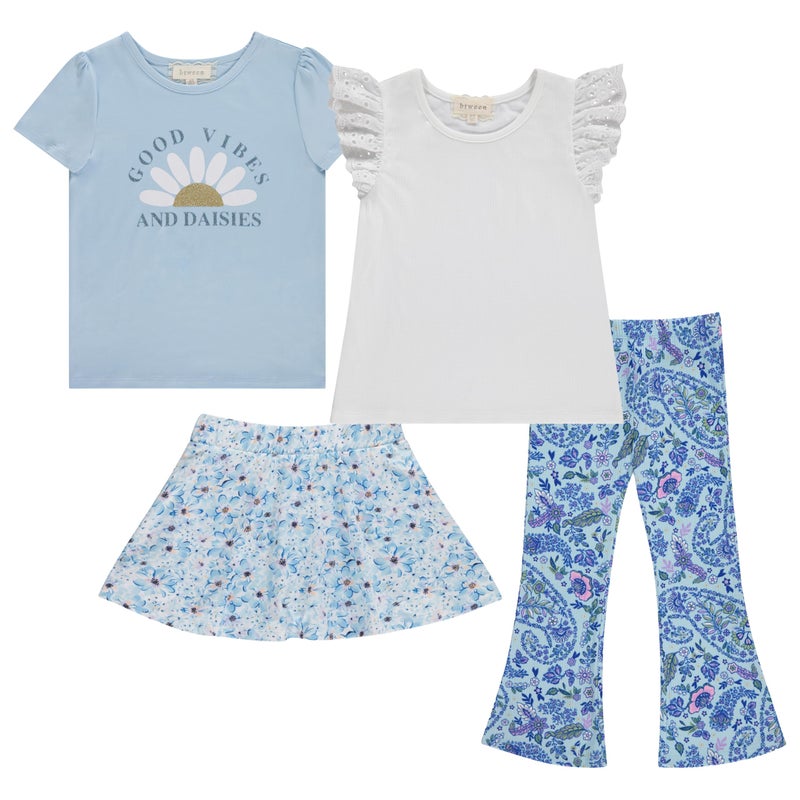 BTween Girls 4 Pack Mix Match Set Comfy Stretch, Strip, 4/5 - Image 1
