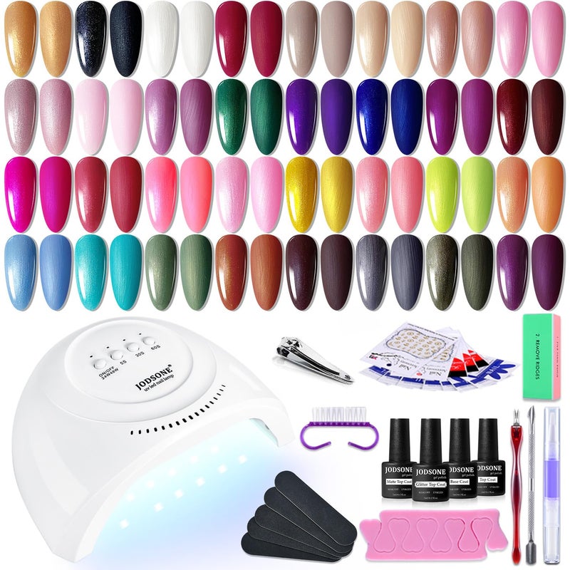 JODSONE Gel Nail Polish Starter Set Ribbon Glitter Summer Light Winter Dark Glossy 36Piece Multicolor Gel Nail Polish Set