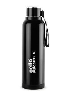 Cello Puro Steel-X Benz | Leak Proof| Wide Mouth & Easy to Open | Insulated Inner Steel Outer Plastic Water Bottle | 730 | Black  - Image 1