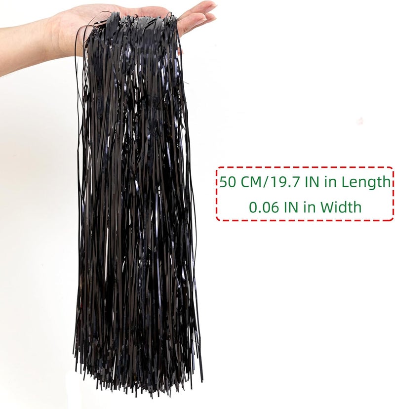 Gloreyan 2500 Strands Christmas Tinsel Icicles Black Tinsel Foil Fringe Icicles Christmas Tree Tinsel Decoration for Christmas Birthday Wedding Party Hanging Decoration - Image 2