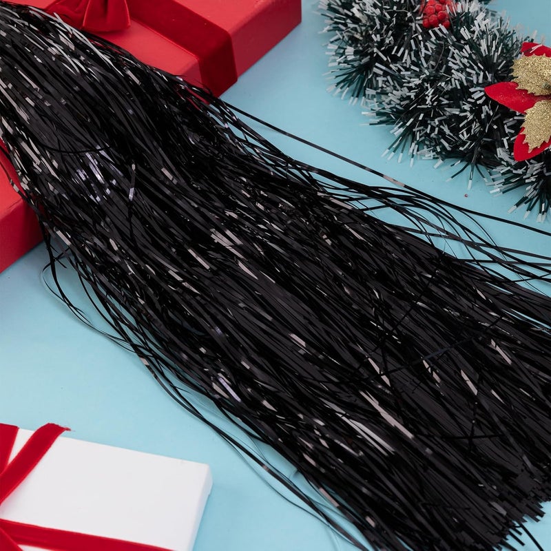 Gloreyan 2500 Strands Christmas Tinsel Icicles Black Tinsel Foil Fringe Icicles Christmas Tree Tinsel Decoration for Christmas Birthday Wedding Party Hanging Decoration - Image 3