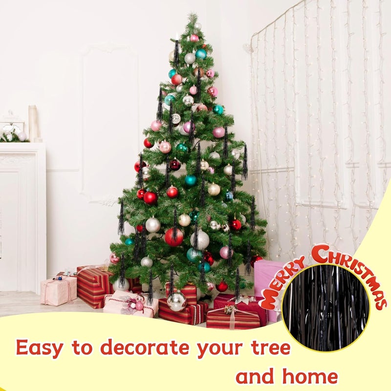 Gloreyan 2500 Strands Christmas Tinsel Icicles Black Tinsel Foil Fringe Icicles Christmas Tree Tinsel Decoration for Christmas Birthday Wedding Party Hanging Decoration - Image 5