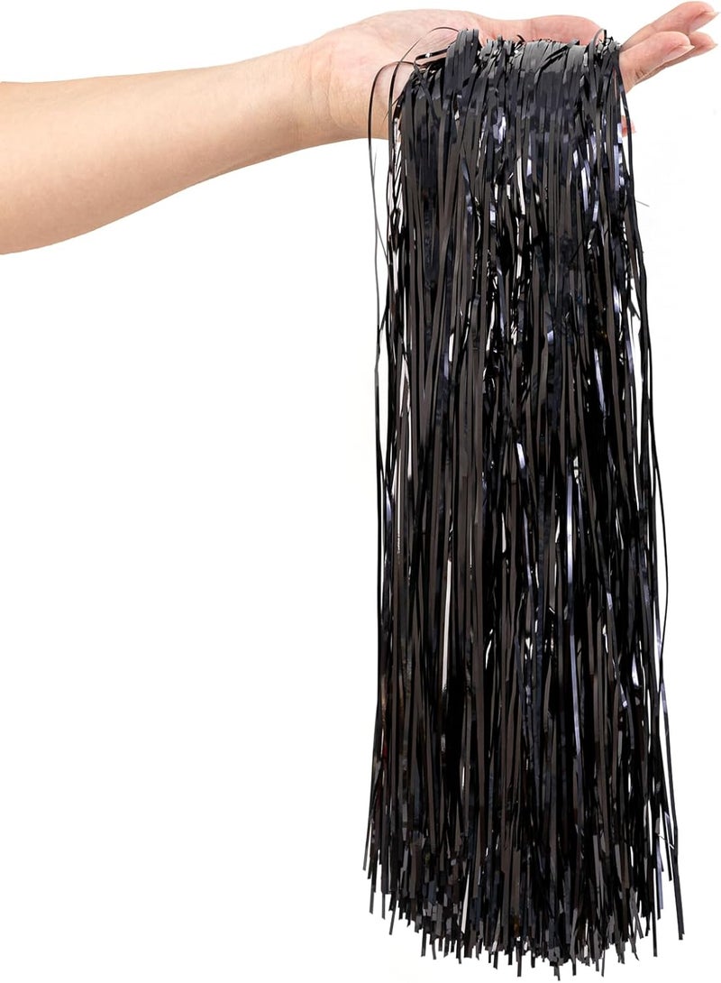 Gloreyan 2500 Strands Christmas Tinsel Icicles Black Tinsel Foil Fringe Icicles Christmas Tree Tinsel Decoration for Christmas Birthday Wedding Party Hanging Decoration - Image 1