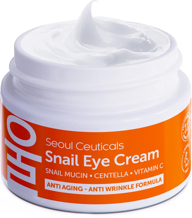 SeoulCeuticals Korean Snail Mucin Eye Cream - 97.5% Snail Filtrate K Beauty Anti Aging Under Eye Anti Wrinkle Eye Treatment Cream 0.5oz - Image 1