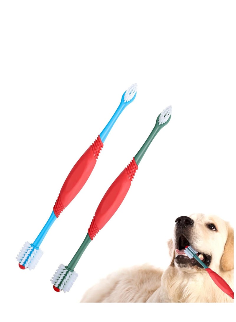 Excefore Dog Toothbrush, 360 Degree Dog Tooth Brush, 4PCS Dual Head Dog Tooth Brushing Kit Non Slip Toothbrush for Dogs and Cat Teeth Clean Pet Toothbrush Dental Care - Image 1