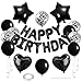 WEIKA 27 Pcs Black Birthday Decorations 3D Foil Black Happy Birthday Balloon Banner Pentagram Heart Foil Balloons Confetti Balloons Kit For Boys Girls Birthday Party Supplies - Image 2